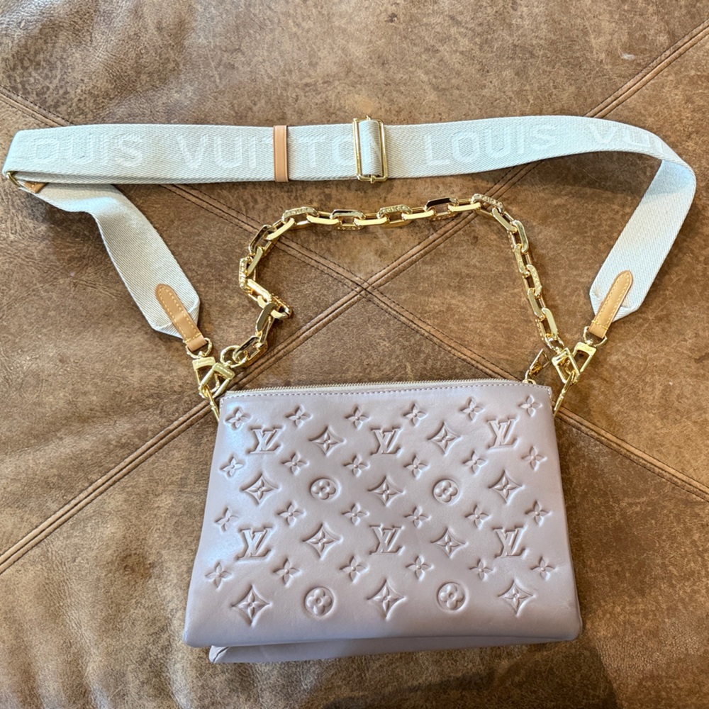 Louis Vuitton Light Beige Embossed Crossbody Bag
